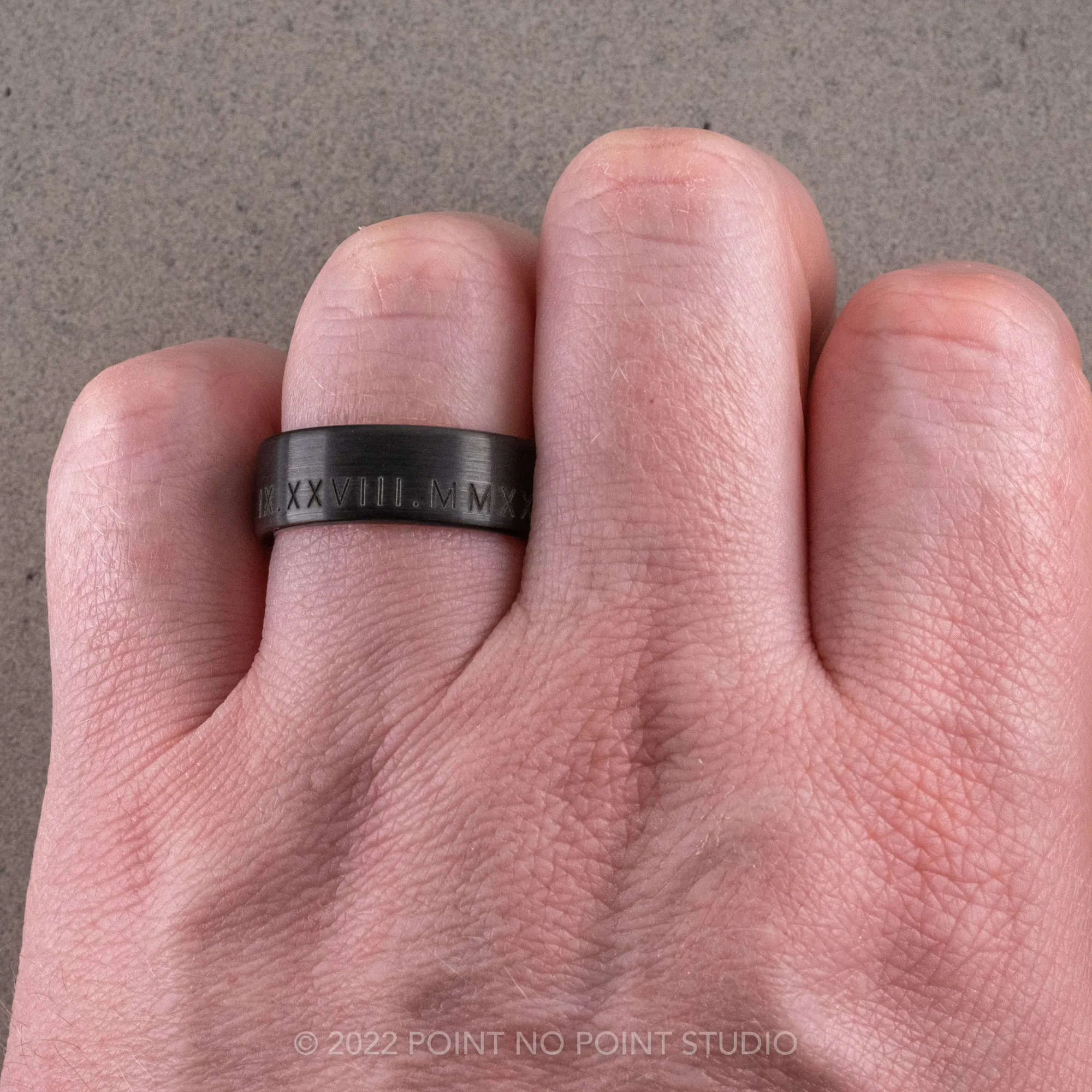 8mm Men's Roman Numeral Tungsten Ring with 18K Yellow Gold Plating