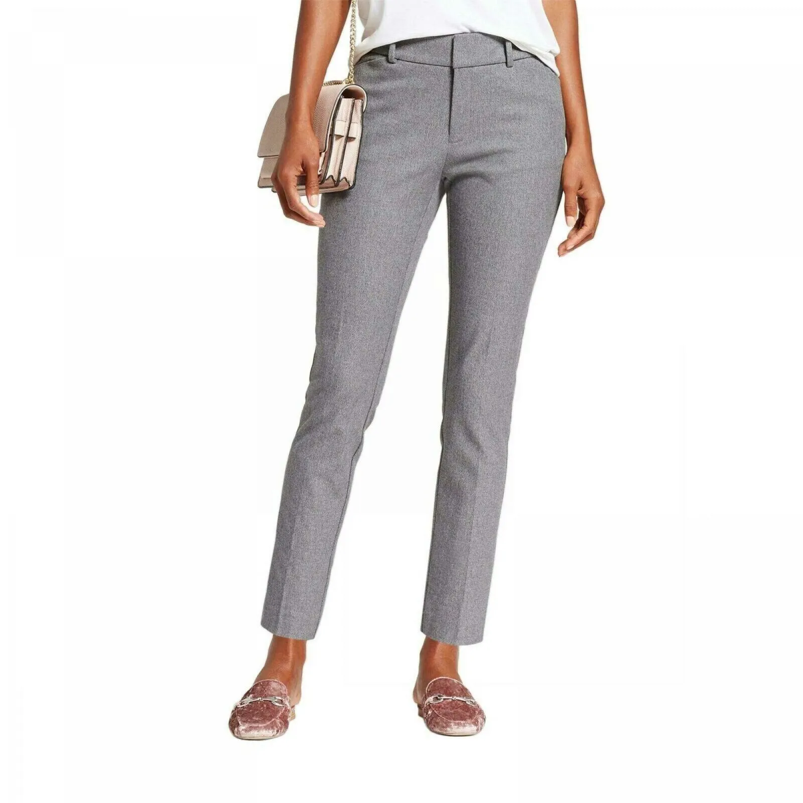 A New Day Women's Skinny High Rise Stretch Crop Trousers Pants Grey 12