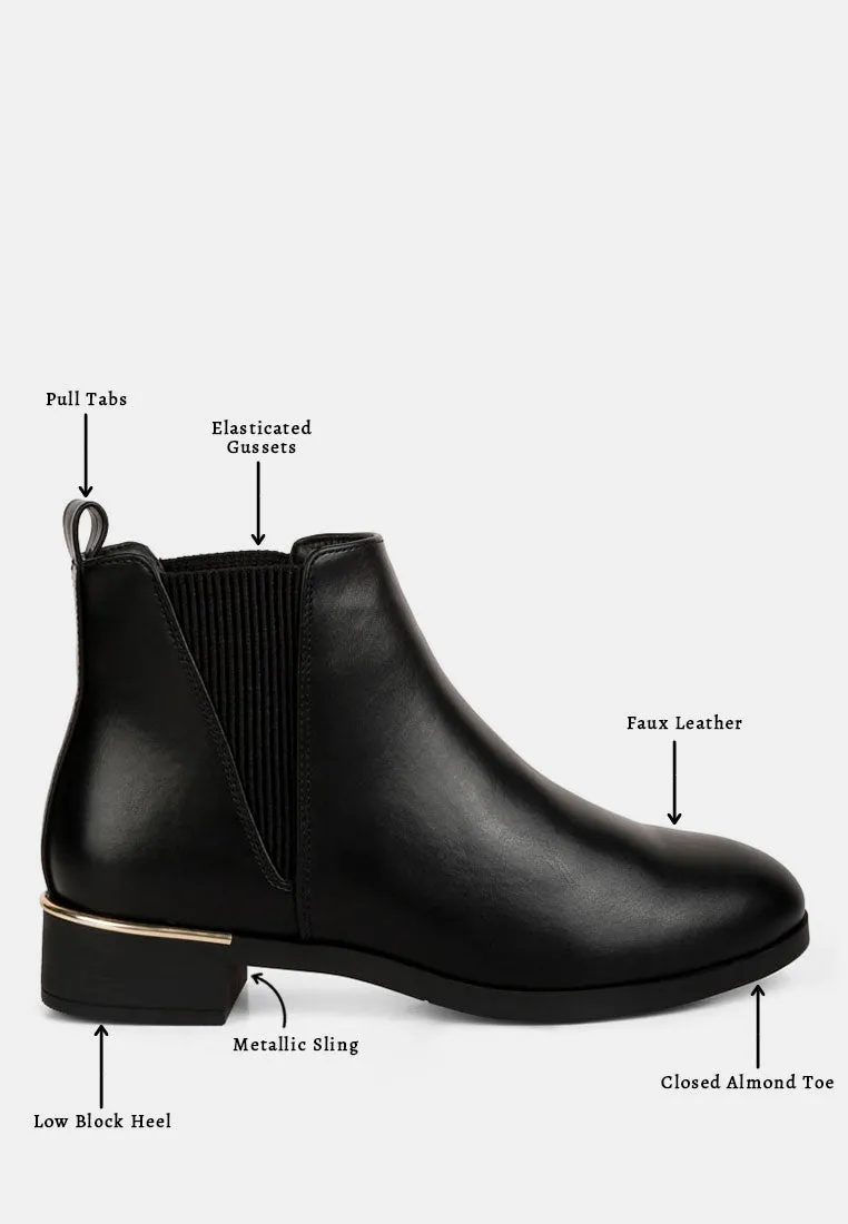 Amara Metallic Sling Detail Chelsea Boots