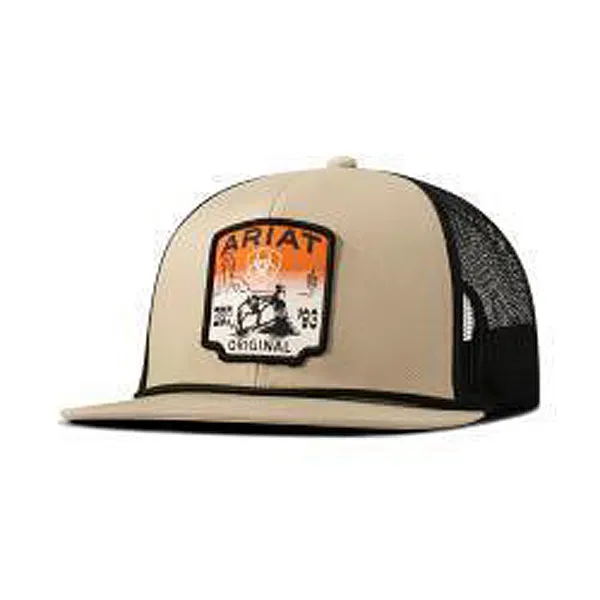 Ariat Khaki/Black Ballcap with Ariat Desert Scene Patch