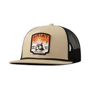 Ariat Khaki/Black Ballcap with Ariat Desert Scene Patch