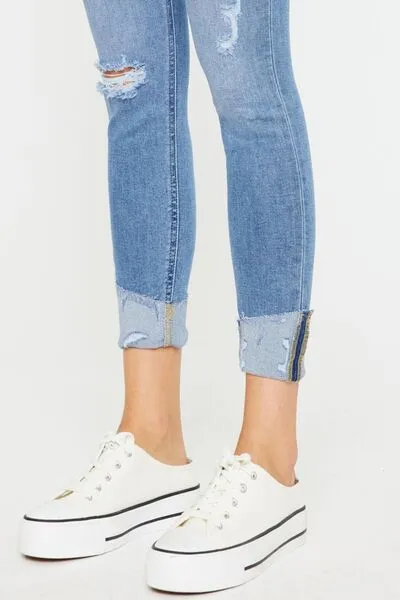 Ashton Distressed Cat's Whiskers Button Fly Jeans