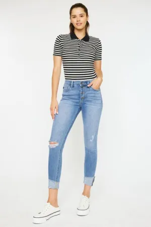 Ashton Distressed Cat's Whiskers Button Fly Jeans