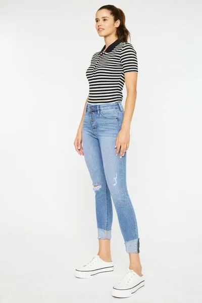 Ashton Distressed Cat's Whiskers Button Fly Jeans
