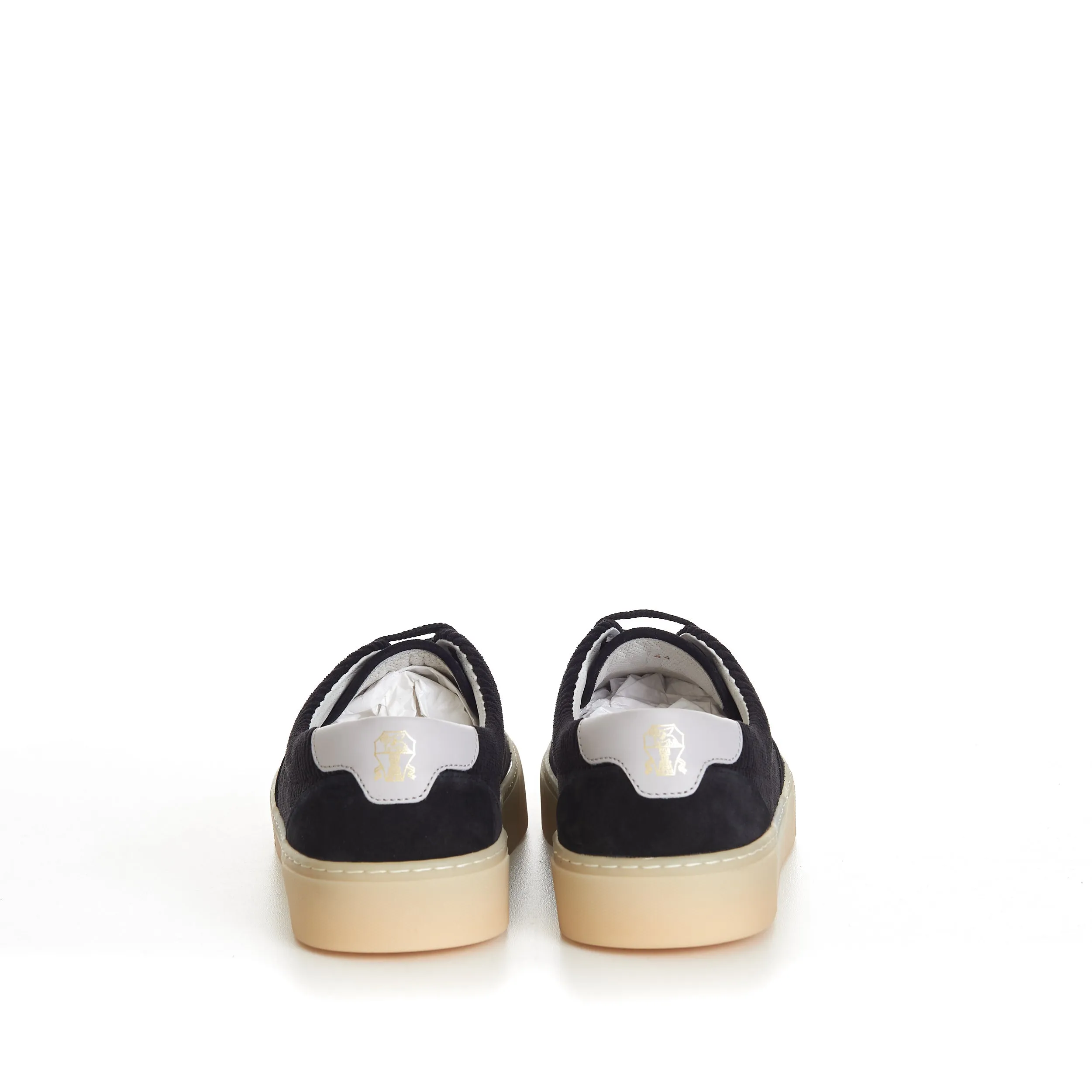Black Washed Suede And Techno Corduroy Sneakers