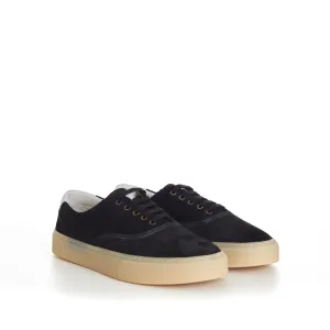 Black Washed Suede And Techno Corduroy Sneakers
