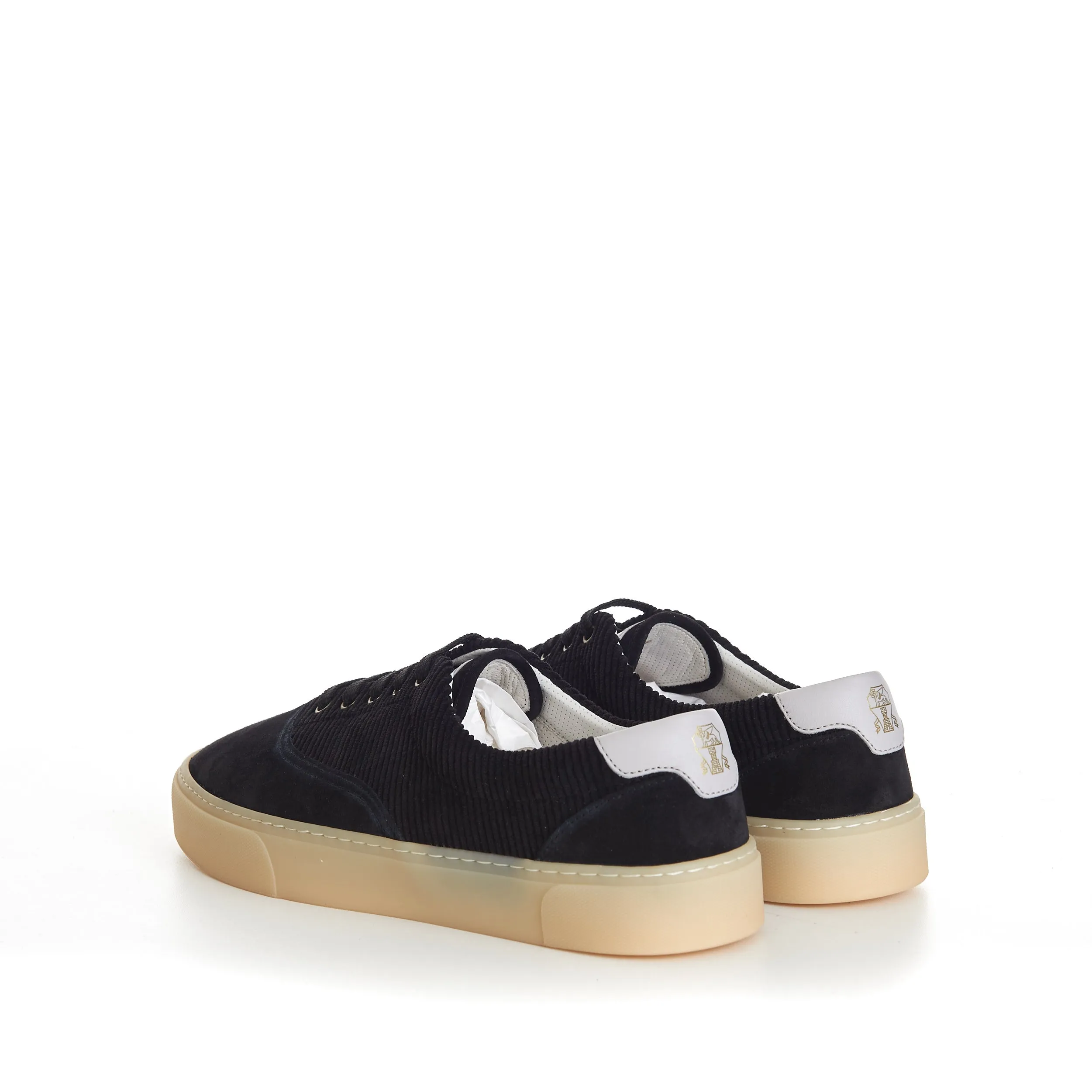 Black Washed Suede And Techno Corduroy Sneakers
