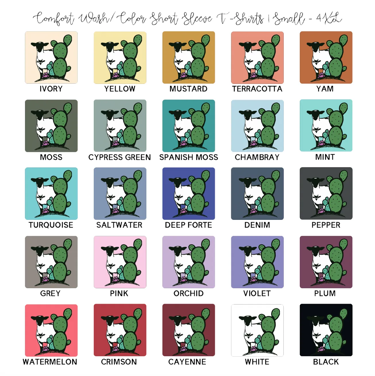 Cactus Lamb ComfortWash/ComfortColor T-Shirt (S-4XL) - Multiple Colors!