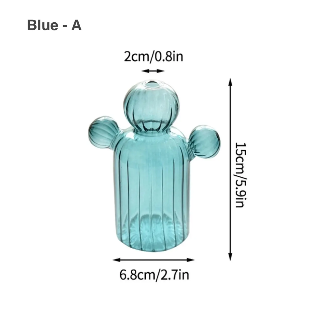 CACTUS SHAPED GLASS HYDROPONICS PLANT VASE