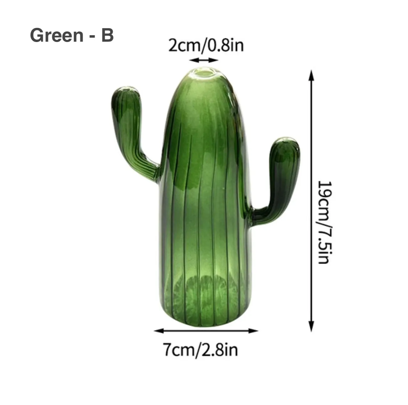 CACTUS SHAPED GLASS HYDROPONICS PLANT VASE