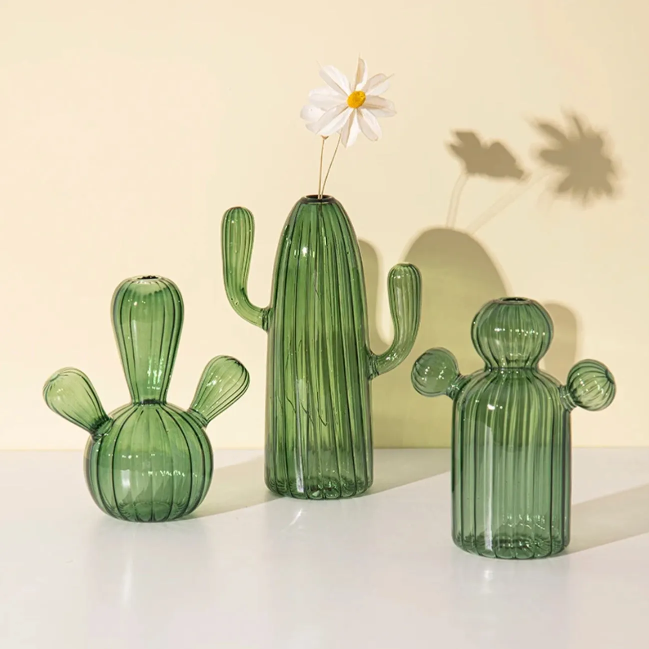 CACTUS SHAPED GLASS HYDROPONICS PLANT VASE