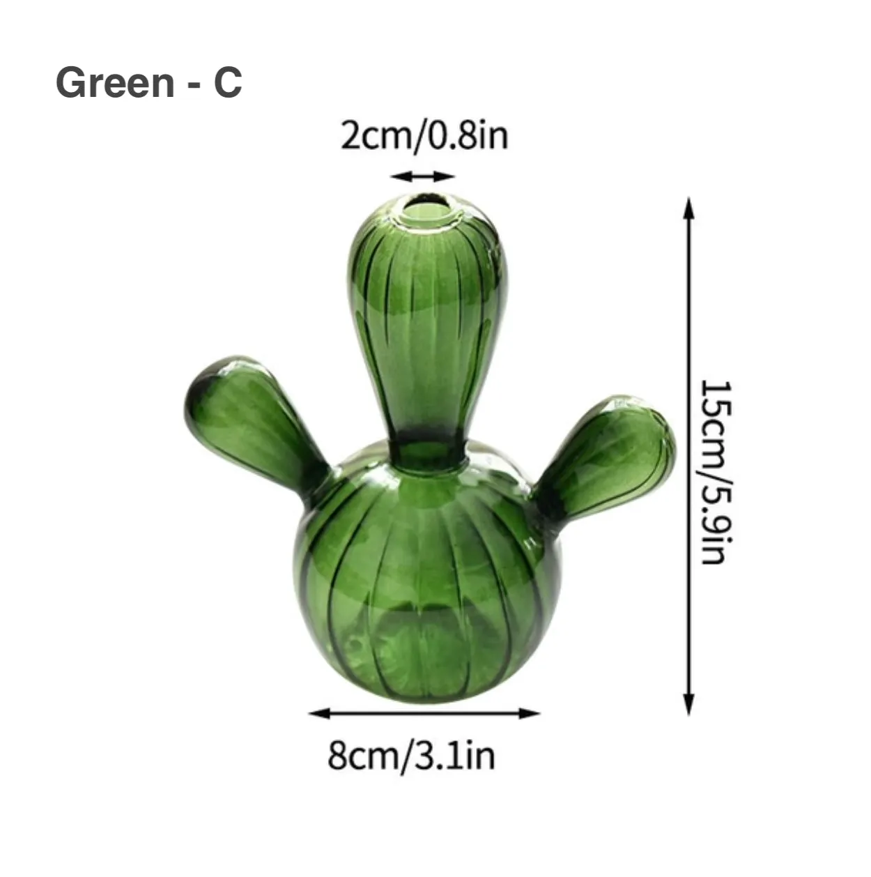 CACTUS SHAPED GLASS HYDROPONICS PLANT VASE