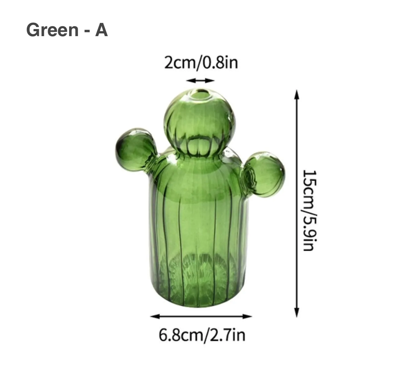 CACTUS SHAPED GLASS HYDROPONICS PLANT VASE