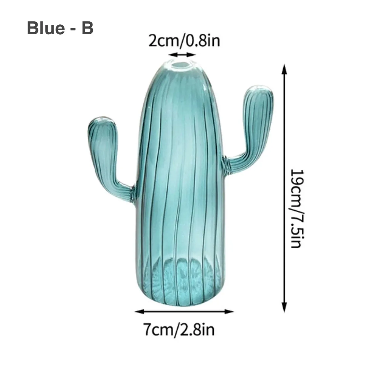 CACTUS SHAPED GLASS HYDROPONICS PLANT VASE