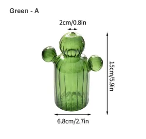 CACTUS SHAPED GLASS HYDROPONICS PLANT VASE