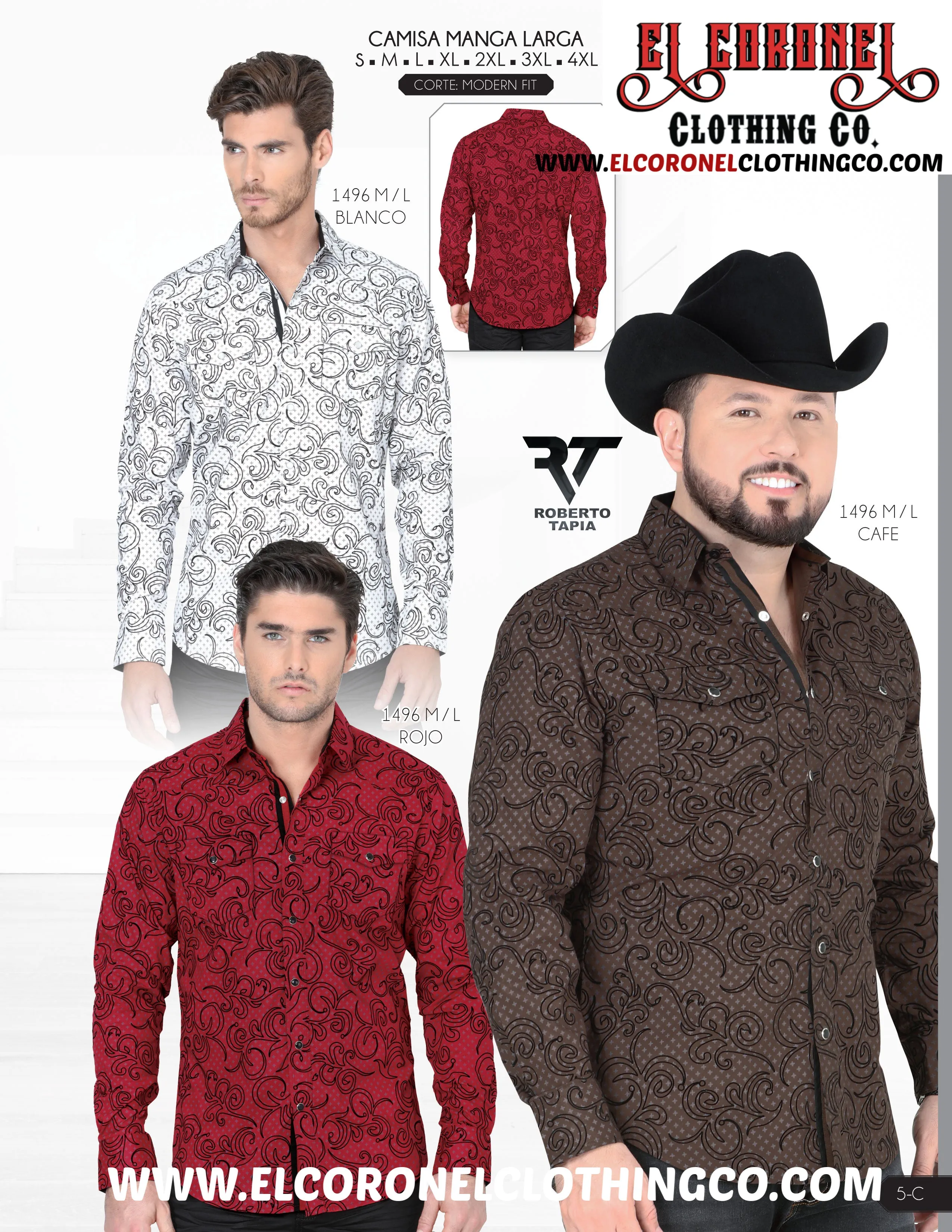 Camisa Lamasini Jeans 1496 En Blanco, Cafe, Rojo Modern Fit Estilo Roberto Tapia