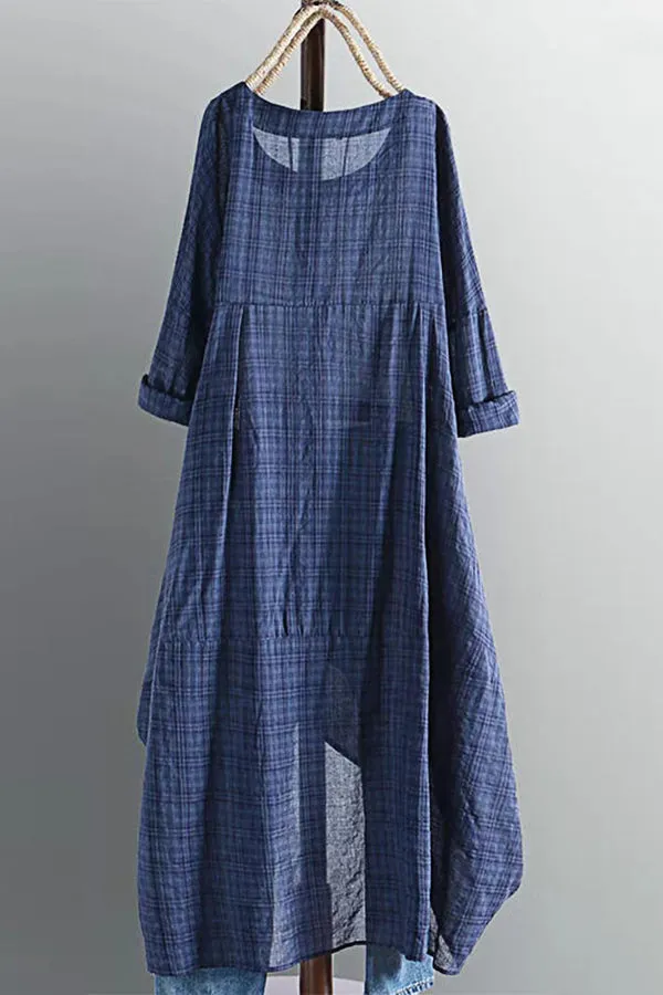 Casual Plaid Stitching Dress