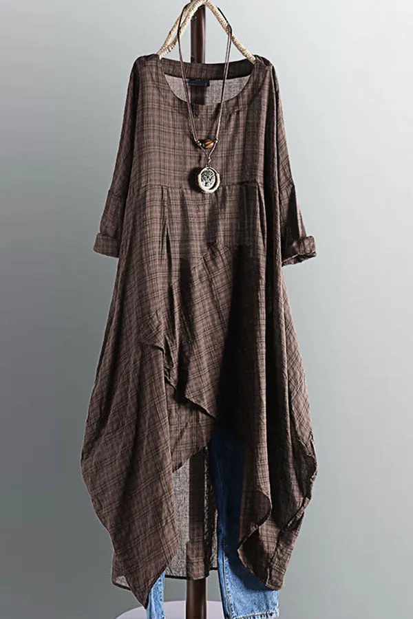 Casual Plaid Stitching Dress