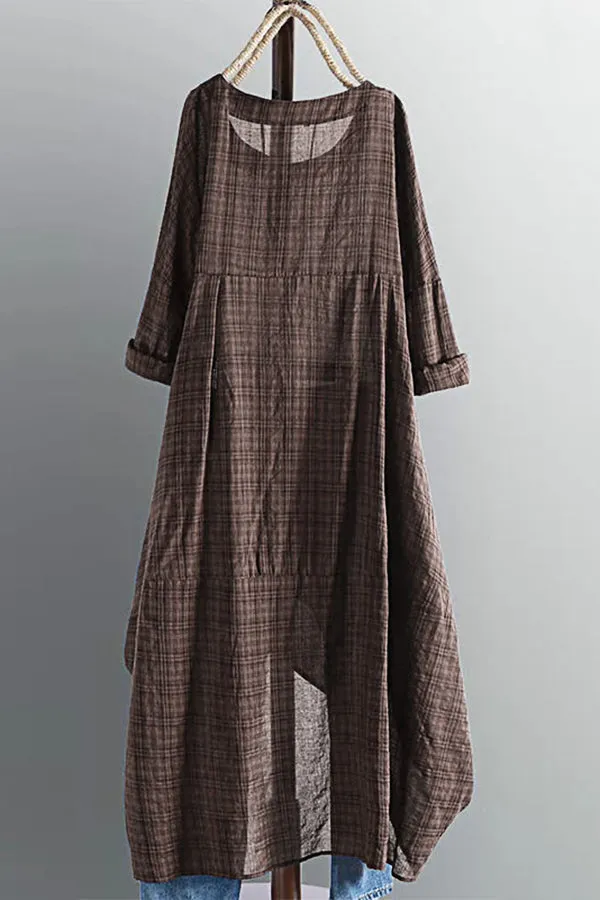 Casual Plaid Stitching Dress