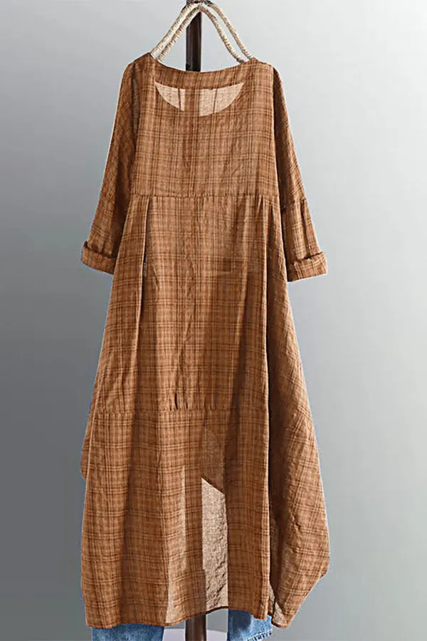 Casual Plaid Stitching Dress
