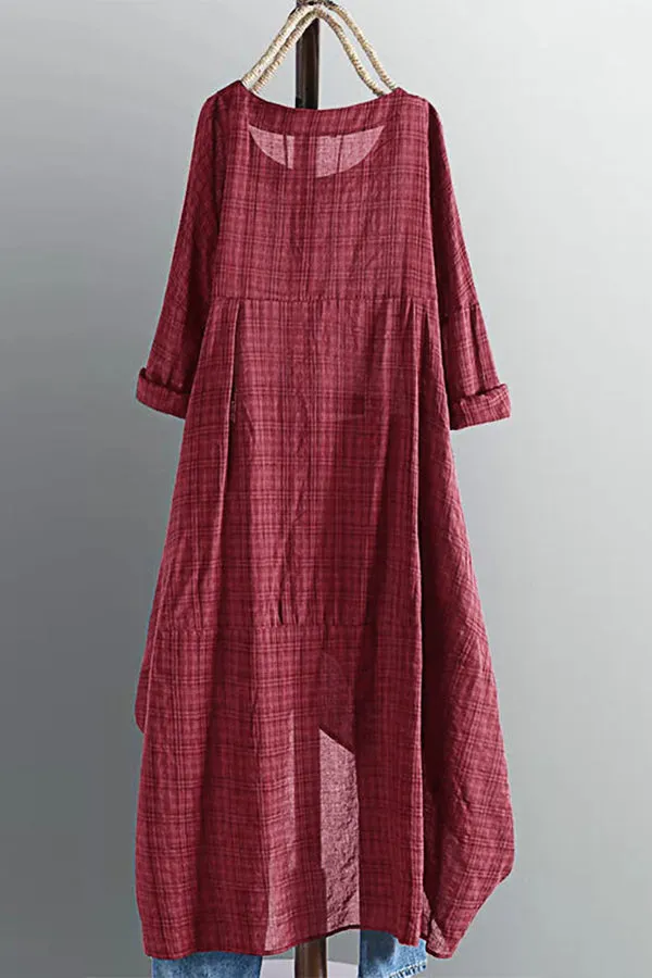 Casual Plaid Stitching Dress