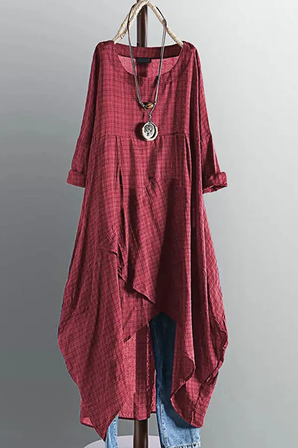 Casual Plaid Stitching Dress