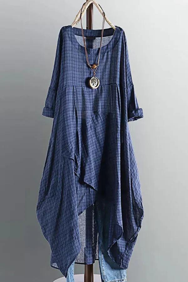 Casual Plaid Stitching Dress