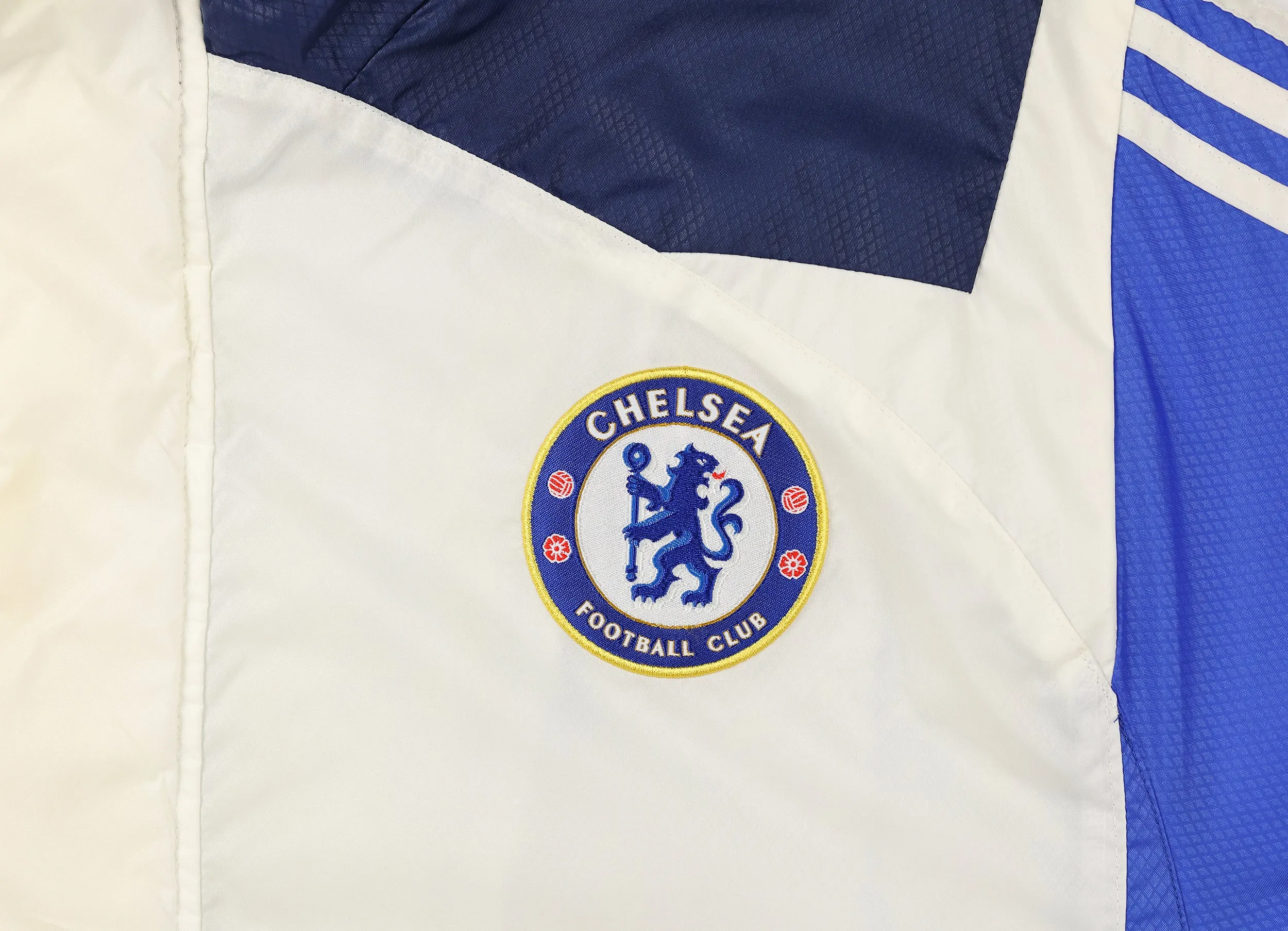 Chelsea Adidas Football Coaches Jacket Coat - White/Blue - L