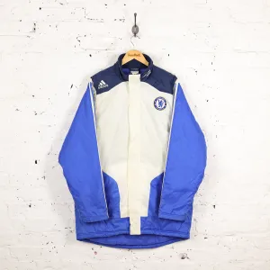 Chelsea Adidas Football Coaches Jacket Coat - White/Blue - L