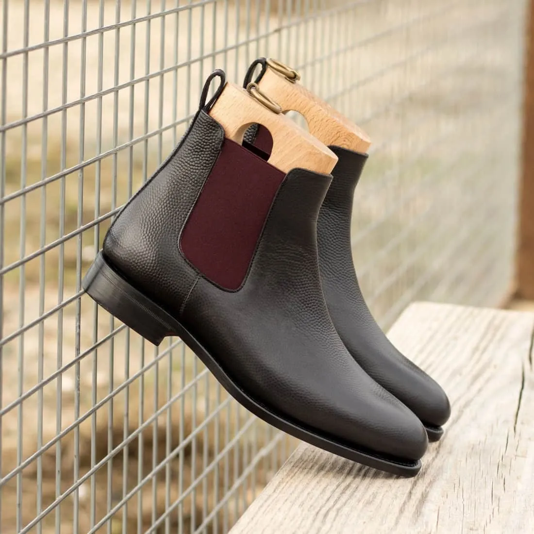 Cheslea Boots en cuir grainé noir