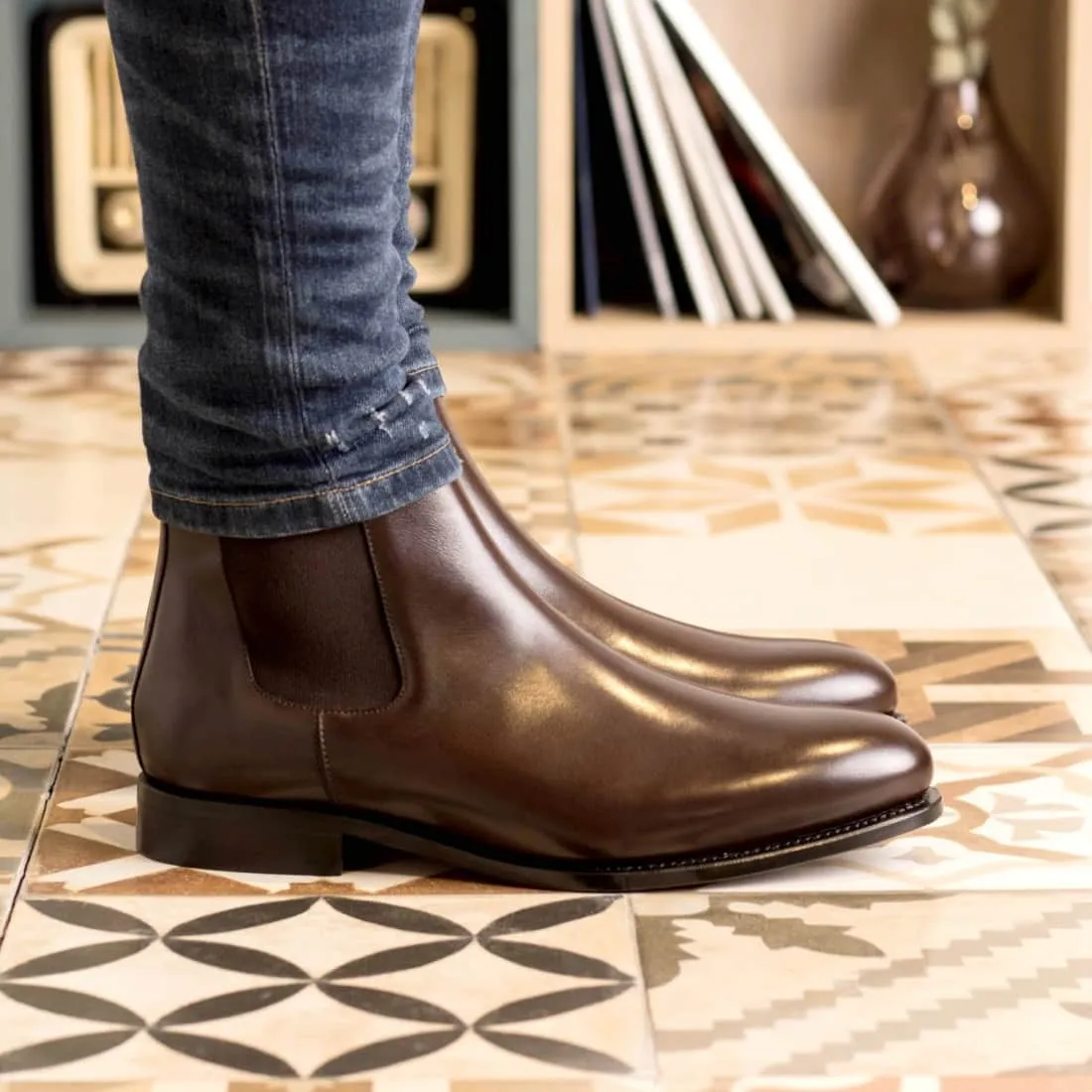 Cheslea Boots en cuir marron foncé