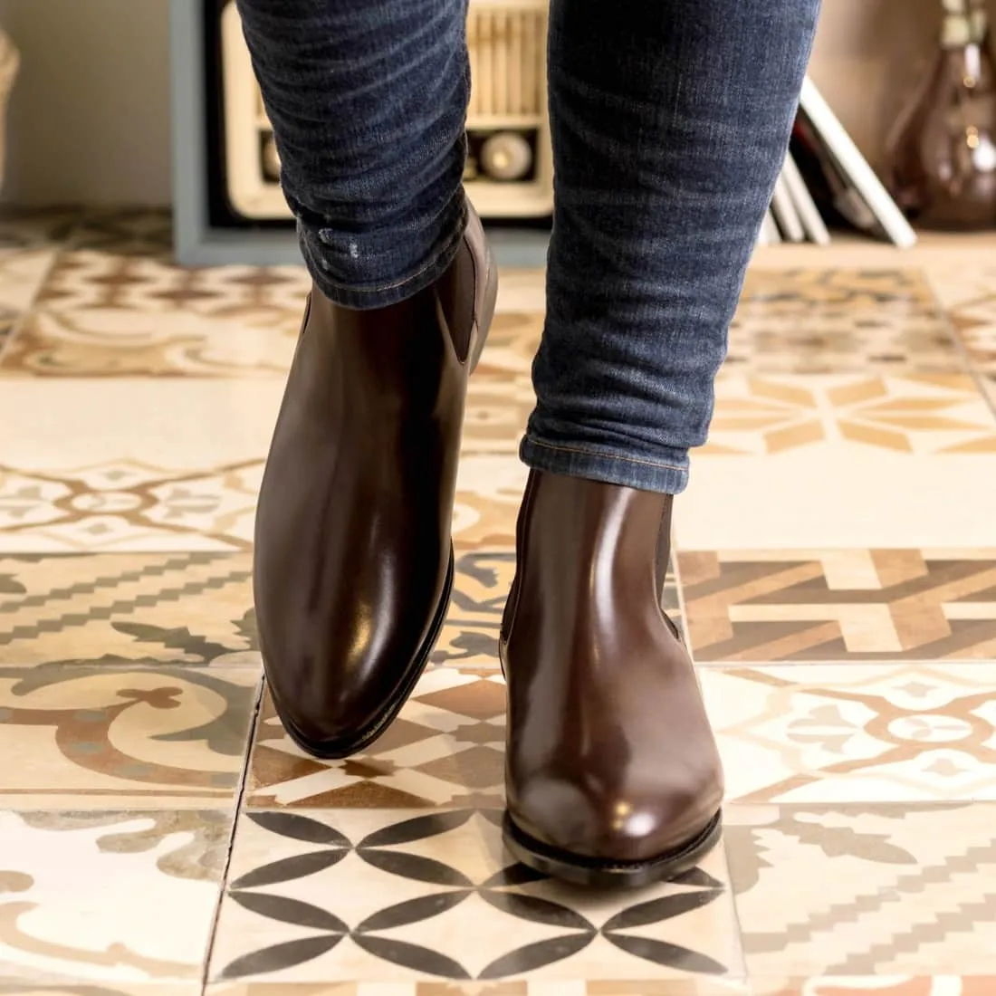 Cheslea Boots en cuir marron foncé