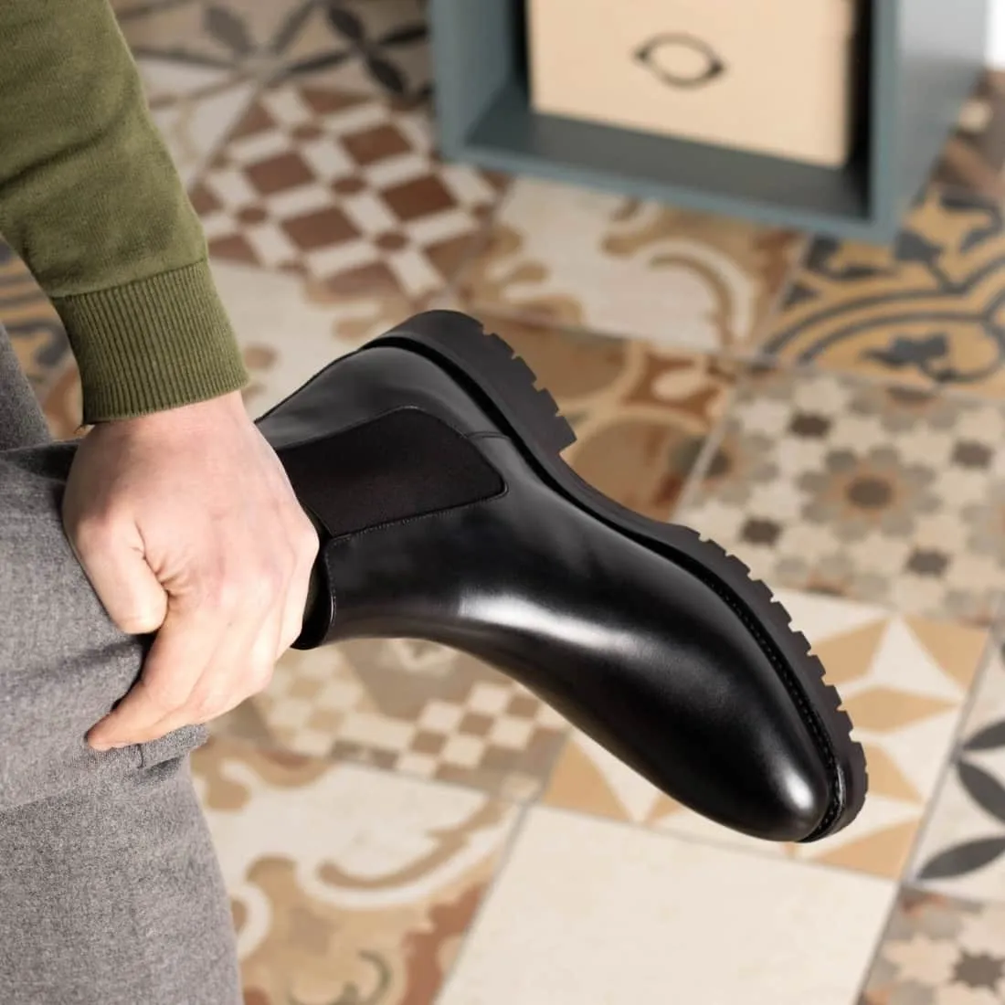 Cheslea Boots en cuir noir - Semelles Commando