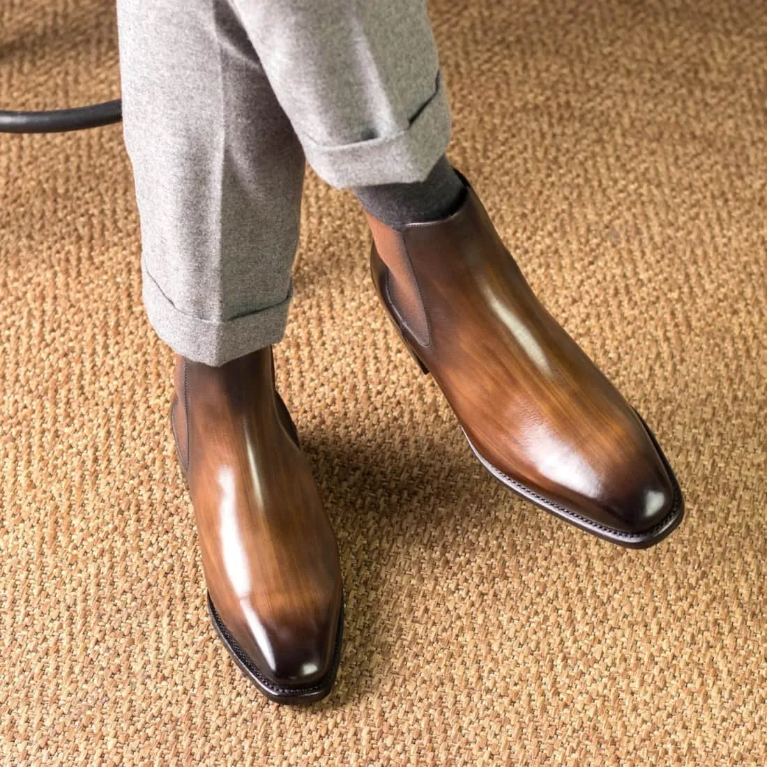 Cheslea Boots en cuir patiné marron