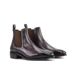 Cheslea Boots en cuir patiné violet
