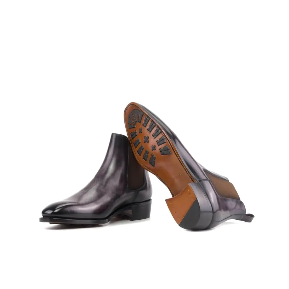 Cheslea Boots en cuir patiné violet