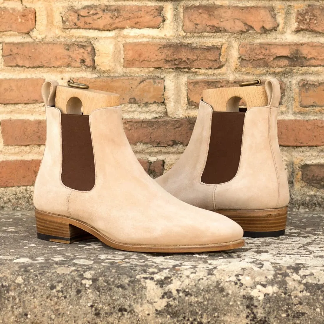 Cheslea Boots en daim beige