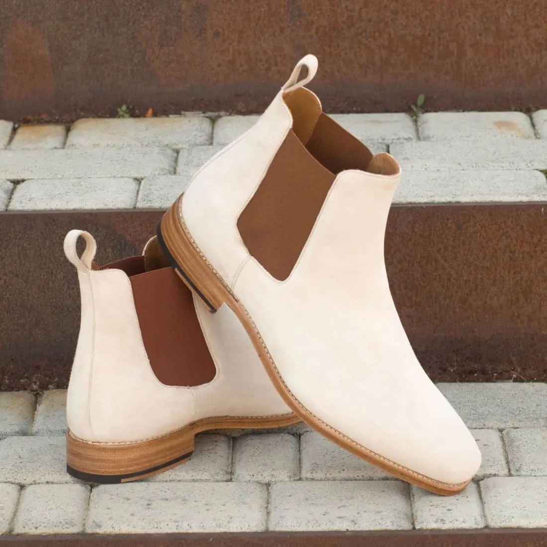 Cheslea Boots en daim ivoire