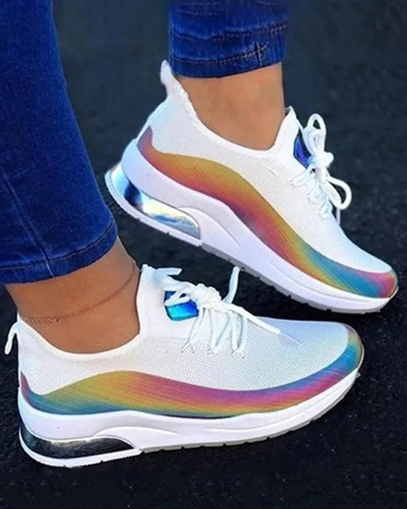 Colorblock Lace up Breathable Sneakers