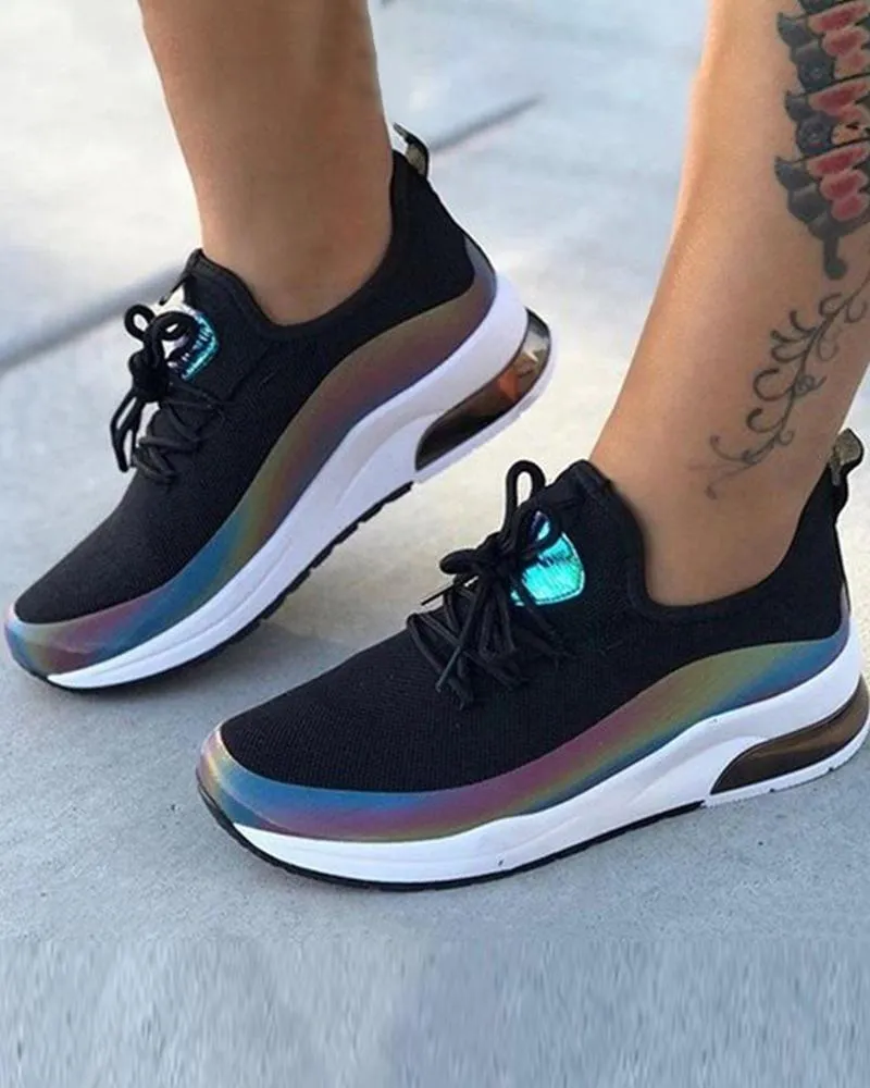 Colorblock Lace up Breathable Sneakers