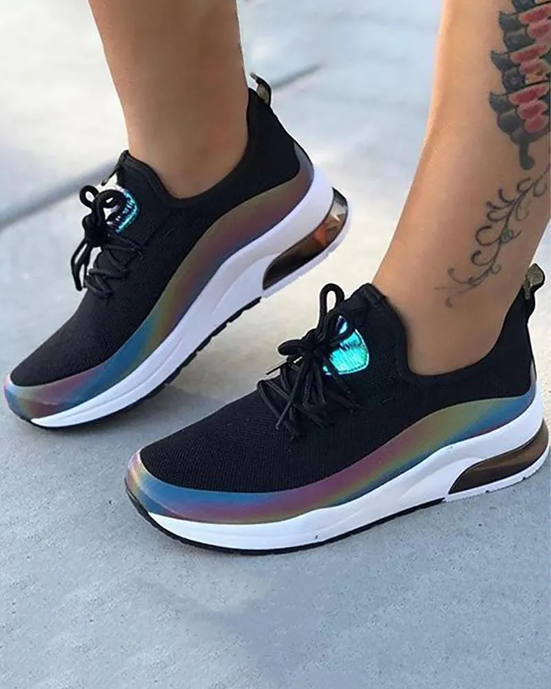Colorblock Lace up Breathable Sneakers