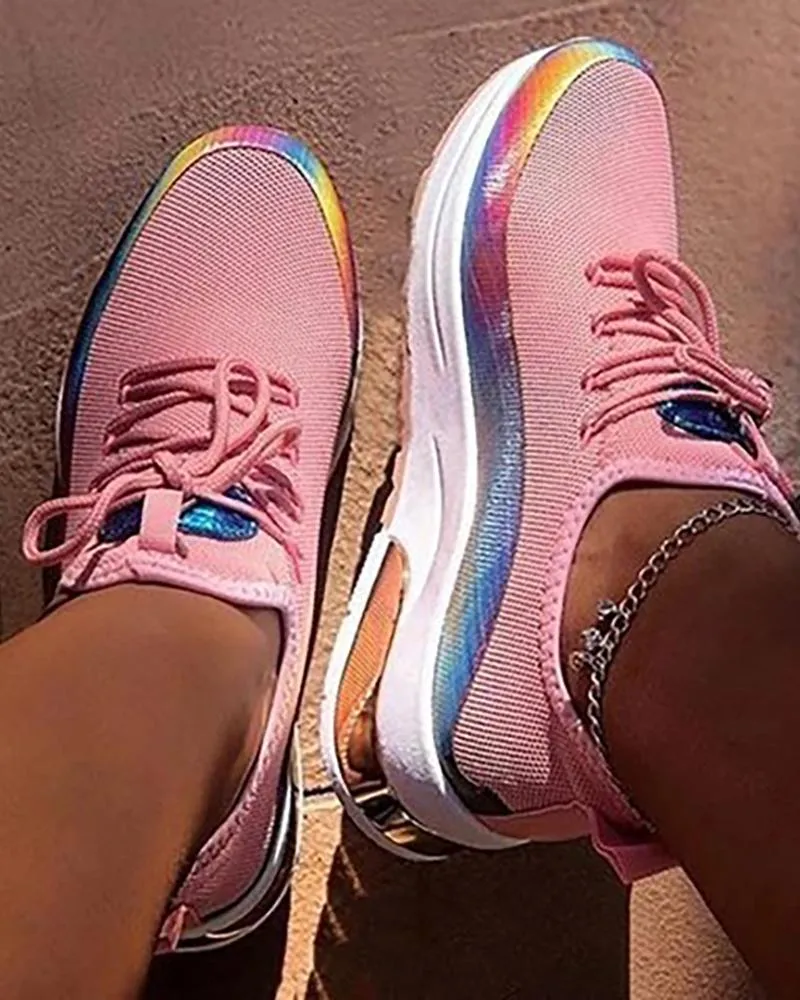 Colorblock Lace up Breathable Sneakers