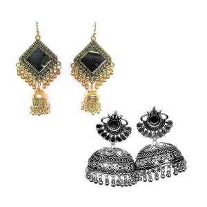 Combo of 2 Afghani Mirror with Beads Jhumki