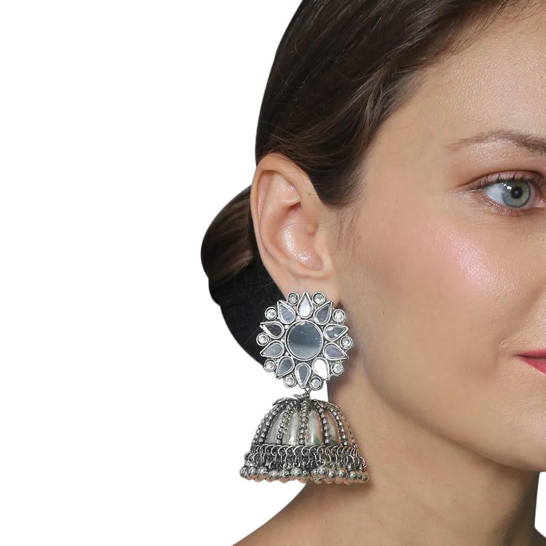 Combo of 2 Chandelier Mirror and Chain Linked Jhumki