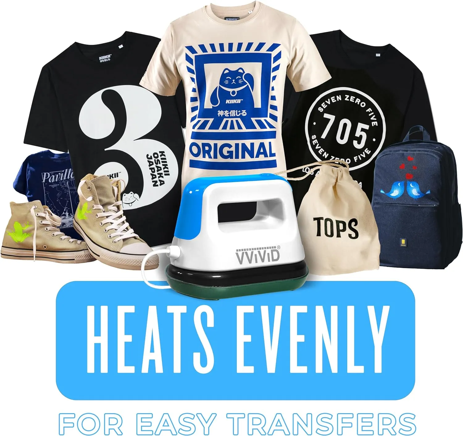 Compact Heat Press Machine for HTV Projects, DIY T-Shirts, Clothes, Portable, Lightweight (MCF)