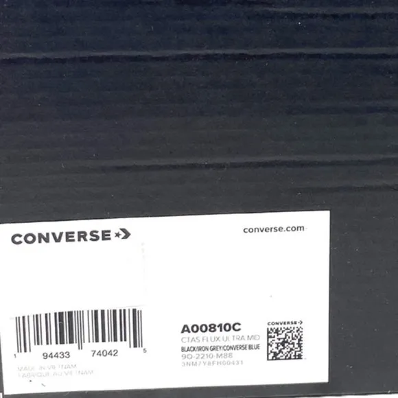 Converse Chuck Taylor Flux Ultra Mid Black Mesh Leather Men’s Sneakers A00810C