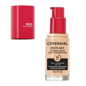 Cover girl Outlast Extreme Wear 3-in-1 Foundation with SPF 18  800 Fair Ivory- 1 fl oz
