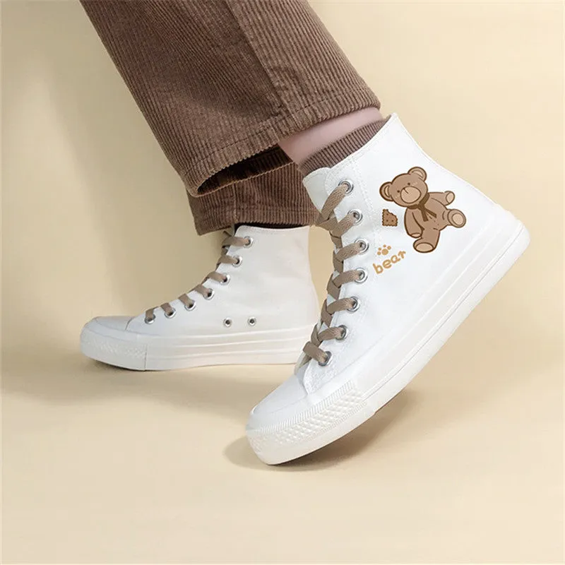CUTE BEAR HIGH TOP CANVAS SHOES UB3375
