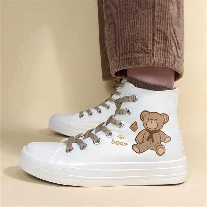 CUTE BEAR HIGH TOP CANVAS SHOES UB3375