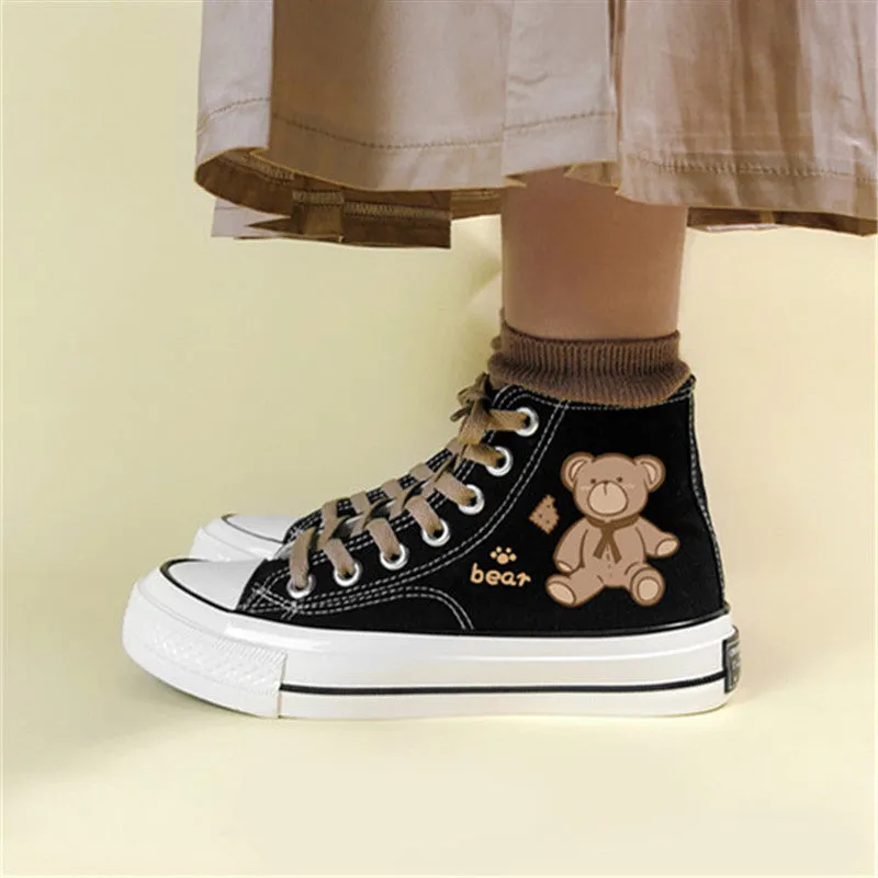 CUTE BEAR HIGH TOP CANVAS SHOES UB3375